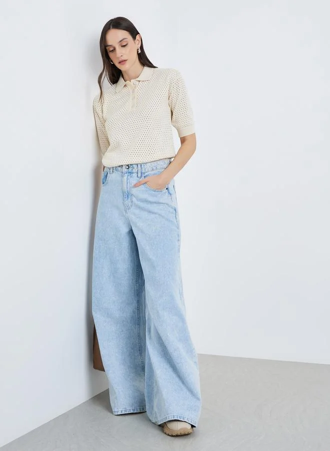 ستايلي تيشيرت بولو محبوك بنمط كروشيه